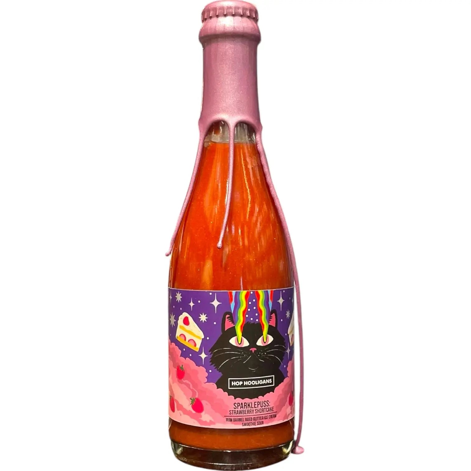 HOP HOOLIGANS SPARKLEPUSS STRAWBERRY SHORTCAKE RUM BARREL AGED GLITTER ICE CREAM SMOOTHIE SOUR 37.5CL