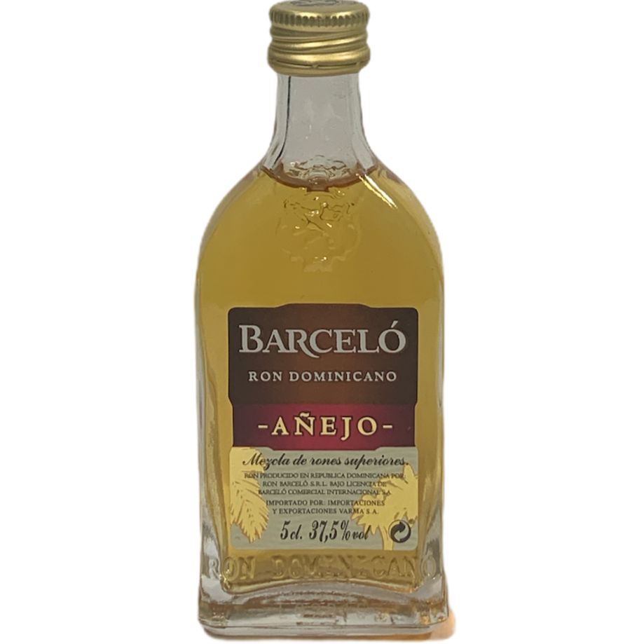 Botella miniatura RON BARCELÓ añejo- Botellita mini Ron Barcelo añejo