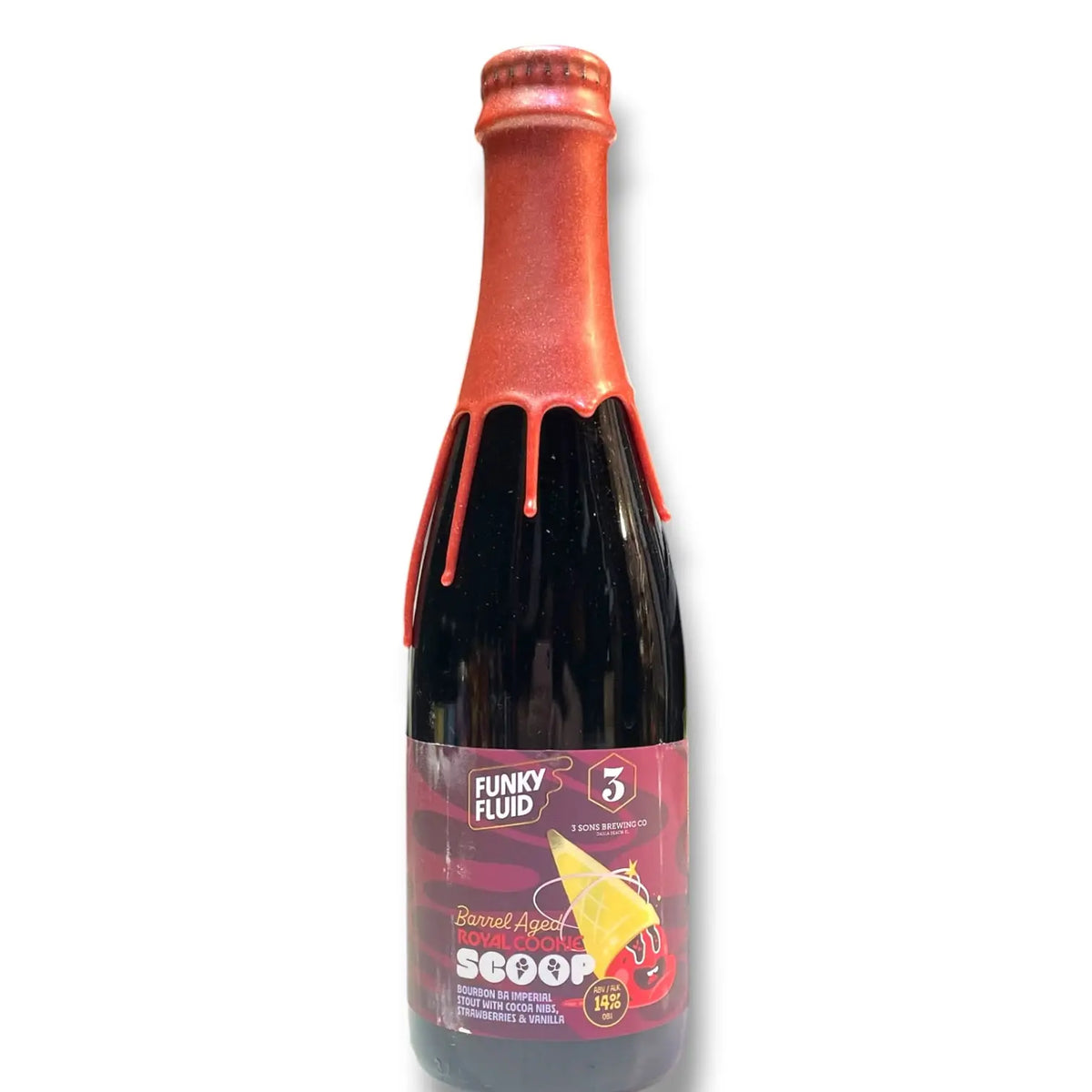 FUNKY FLUID X 3 SONS ROYAL COOKIE SCOOP BOURBON BA IMPERIAL STOUT CON COCOA NIBS FRESA Y VAINILLA 37.5CL