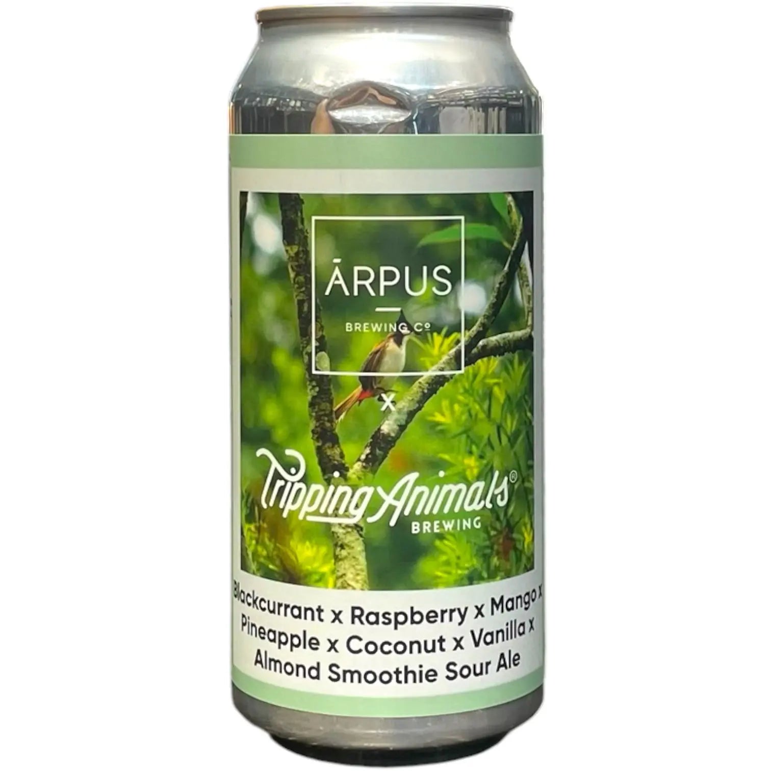 ARPUS X TRIPPING ANIMALS BLACK CURRANT X RASPEBERRY X MANGO X PINEAPPLE X COCONUT X VANILLA X ALMOND SMOOTHIE SOUR ALE 44CL