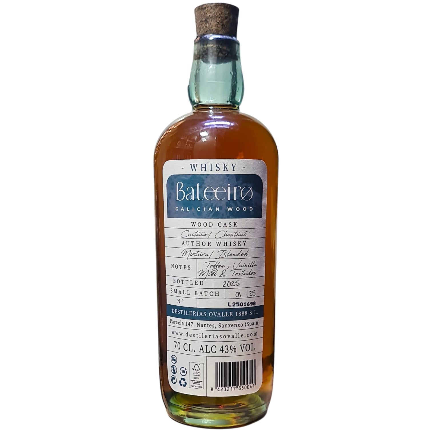 OVALLE BATEIRO - CHESTNUT WOOD CASK WHISKY - 70 CL