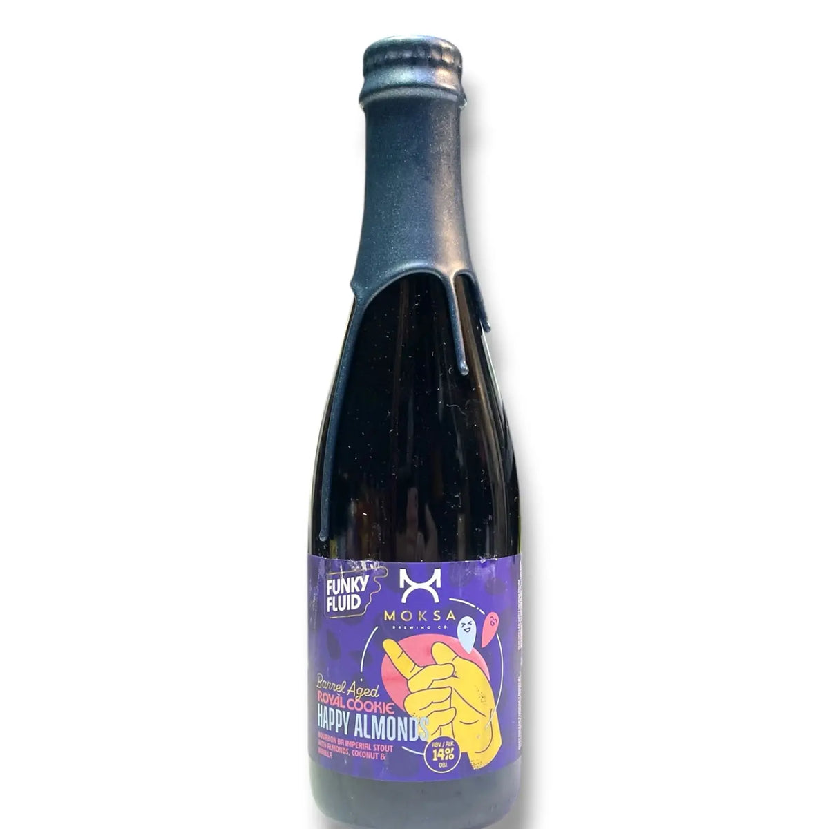 FUNKY FLUID X MOKSA ROYAL COOKIE HAPPY ALMONDS BOURBON BA IMPERIAL STOUT CON ALMONDS COCONUT VANILLA 37.5CL